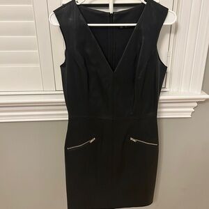 Faux leather v-neck dress